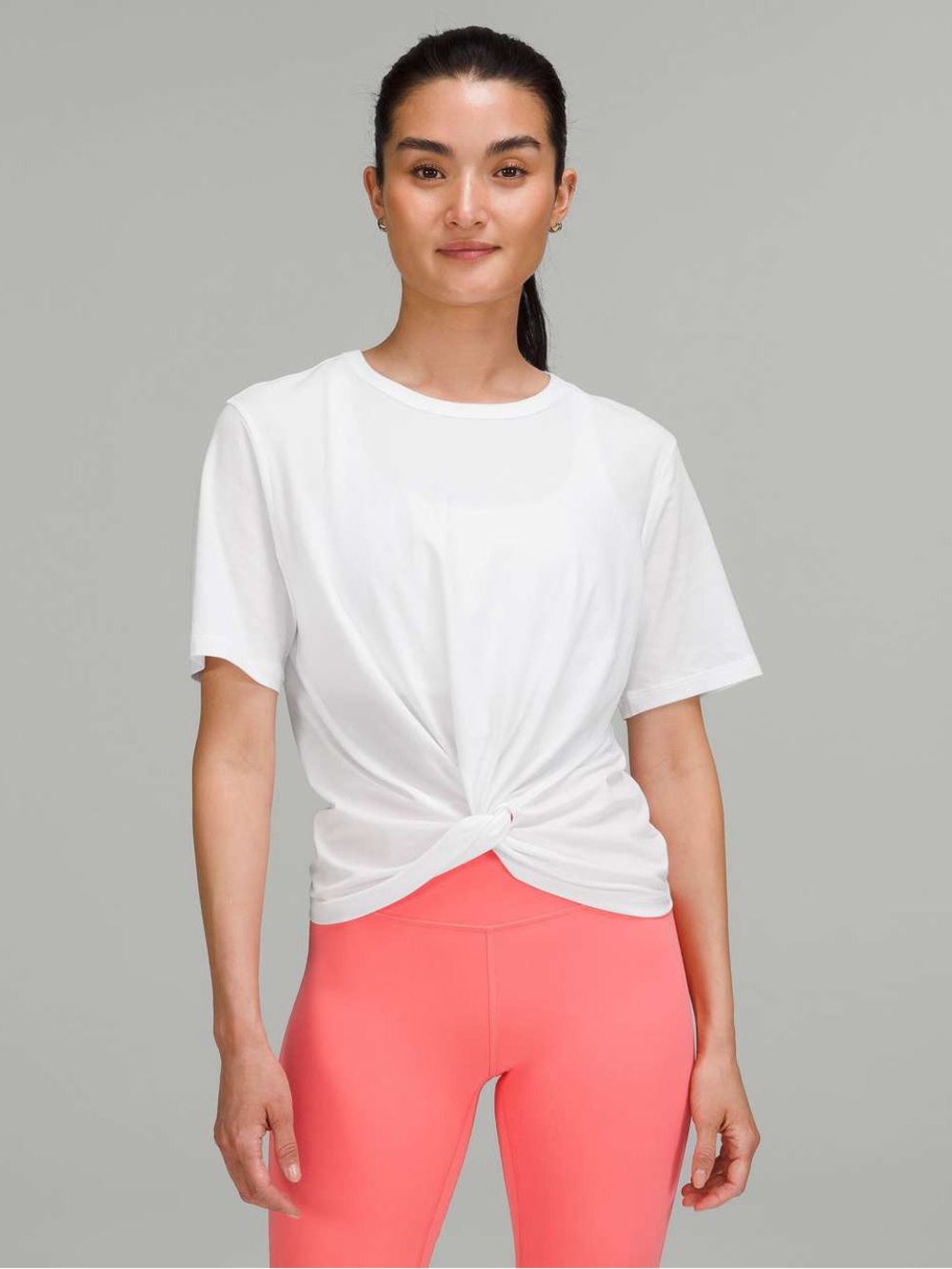 Lululemon Twist Crop Cinched Crescent Workout Running Gym Short Sleeve T-Shirt